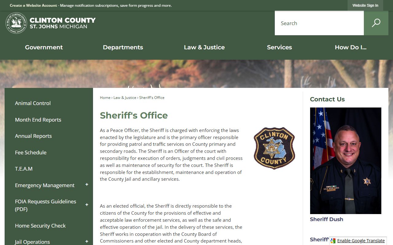 Clinton County jail mugshots sheriff records access page